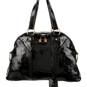 YSL Muse bag. Black patent leather